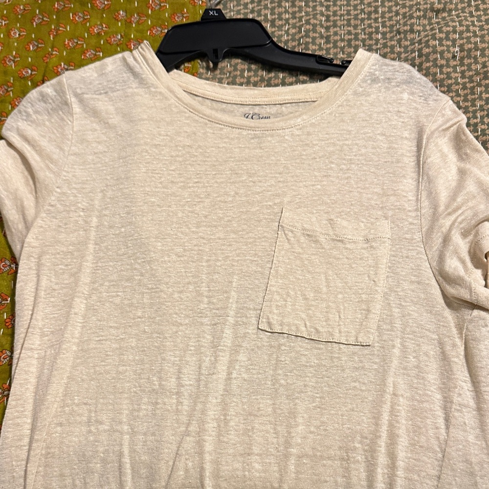 J. Crew Beige Linen Tee